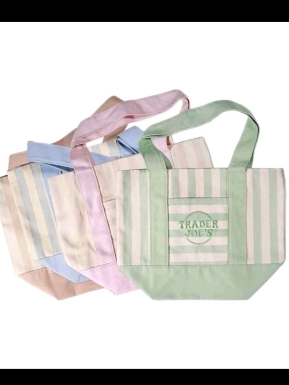 Trader Joe's ONE mini pastel striped tote bag - choose your color